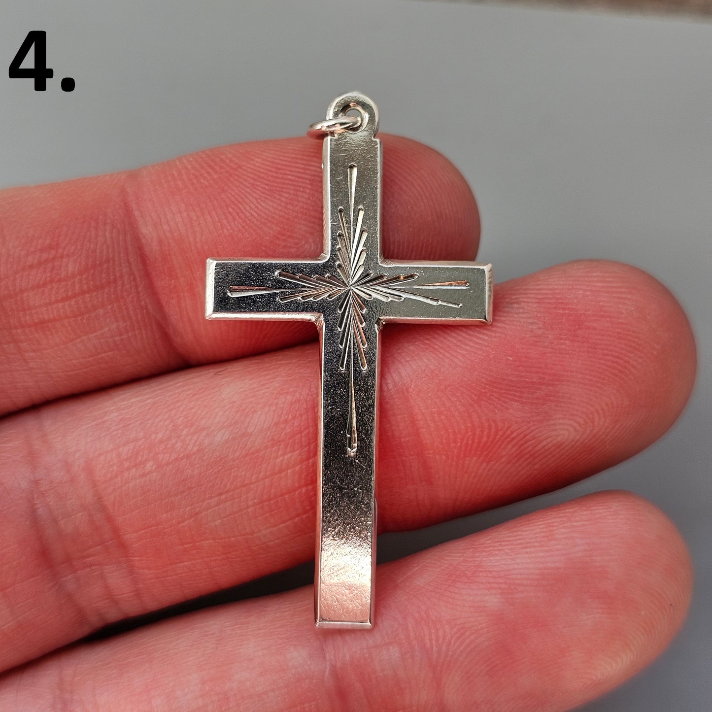 Vintage Finnish Art Deco Style Silver Cross Necklace Pendant