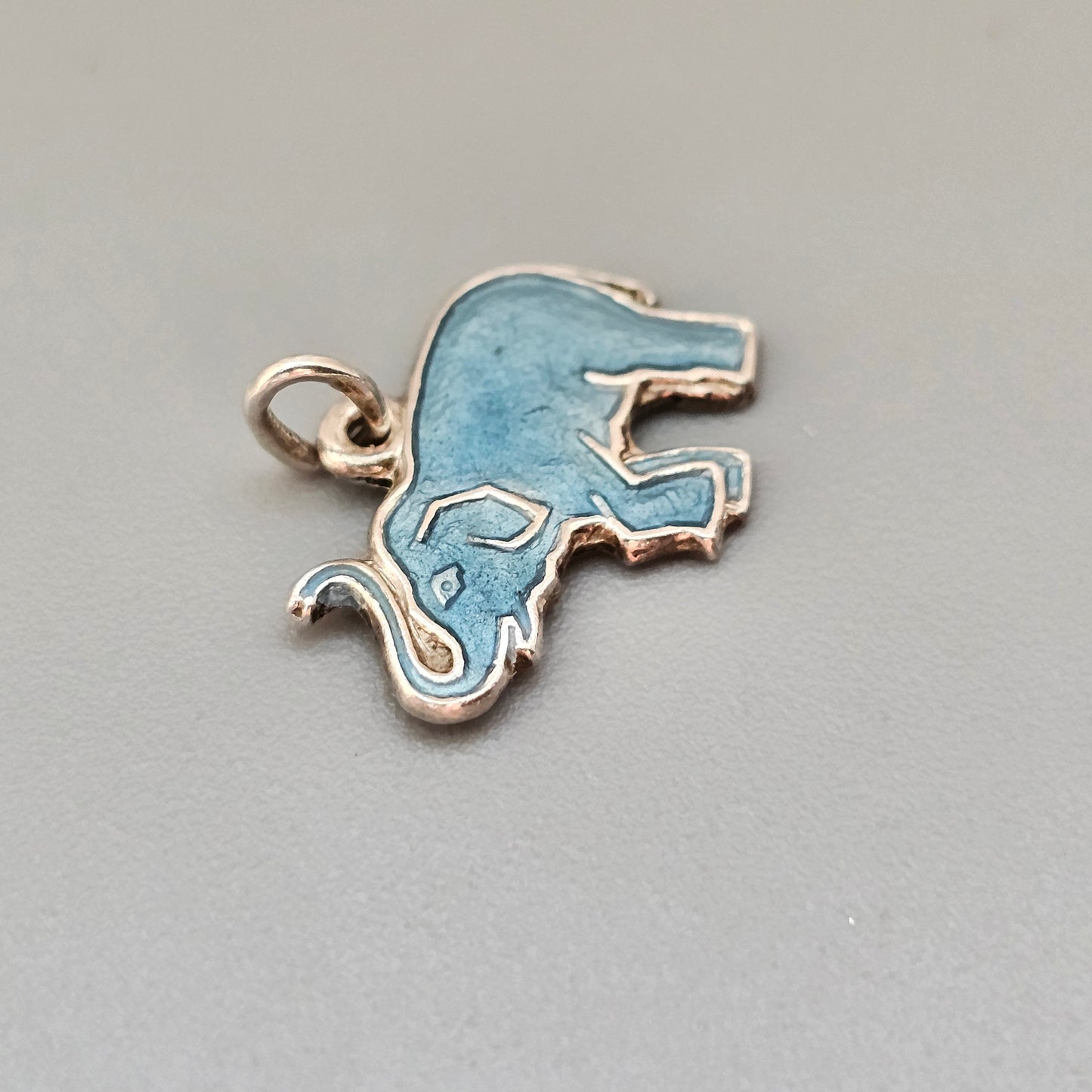 Small Vintage Scandinavian Silver Enamel Good Luck Elephant Charm Pendant