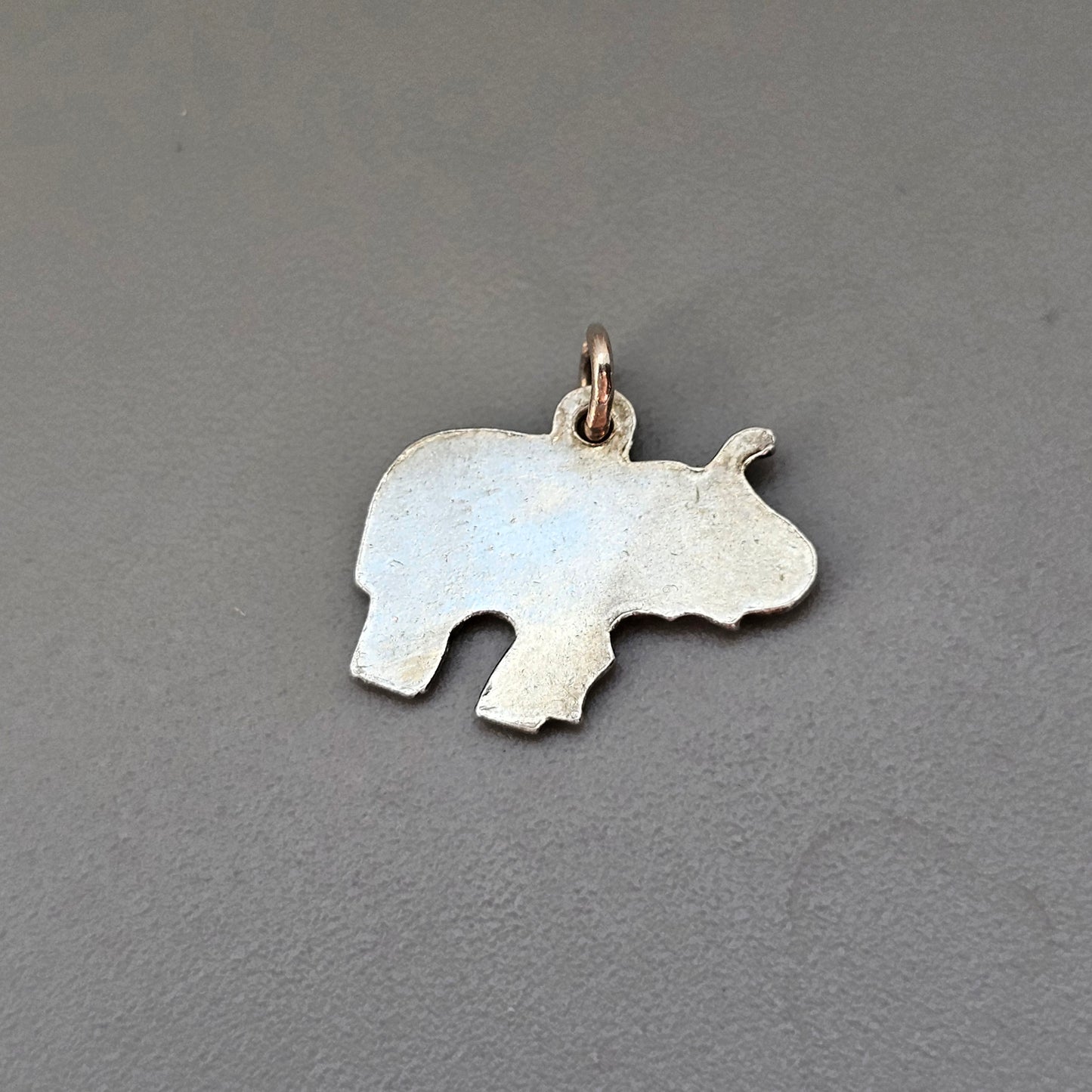 Small Vintage Scandinavian Silver Enamel Good Luck Elephant Charm Pendant