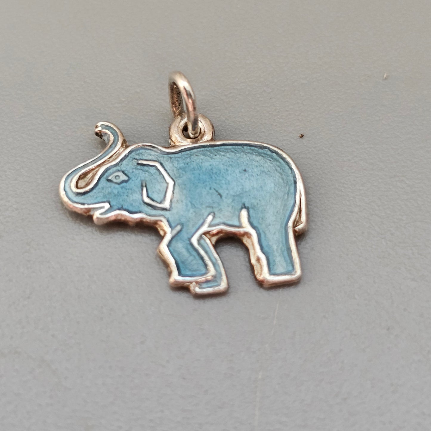 Small Vintage Scandinavian Silver Enamel Good Luck Elephant Charm Pendant