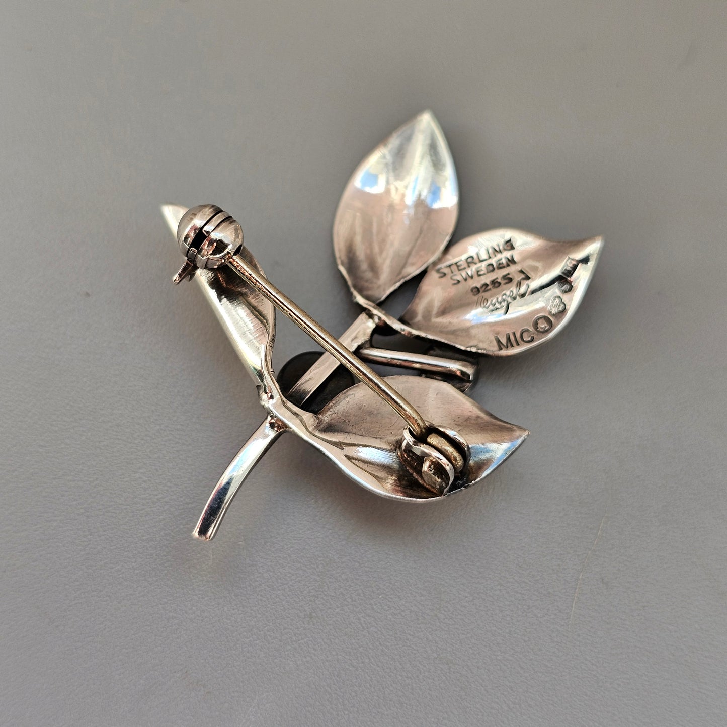 Small Vintage 1950s Gertrud Engel Anton Michelsen Swedish Silver Turquoise Brooch