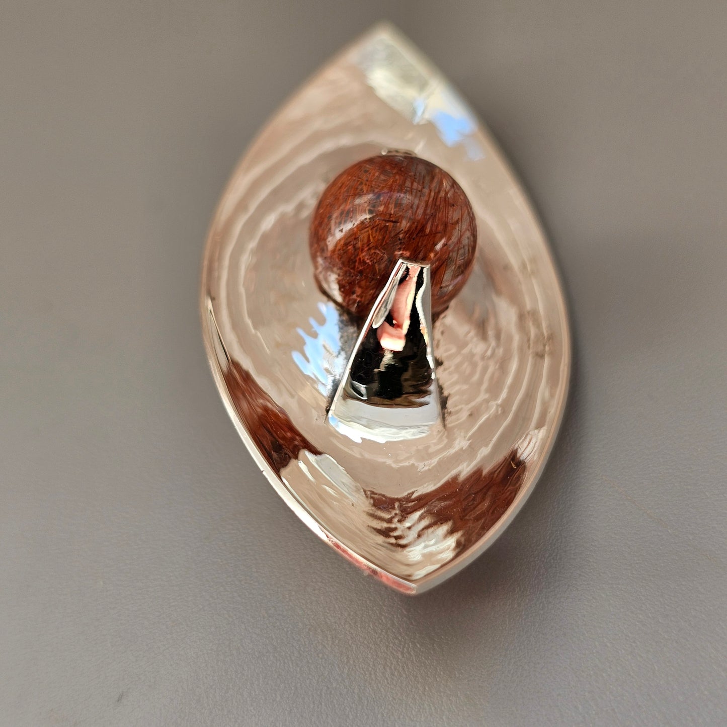 1960s Finnish Modernist Silver & Rutilated Quartz Brooch by Elis Kauppi & Kupittaan Kulta 1961