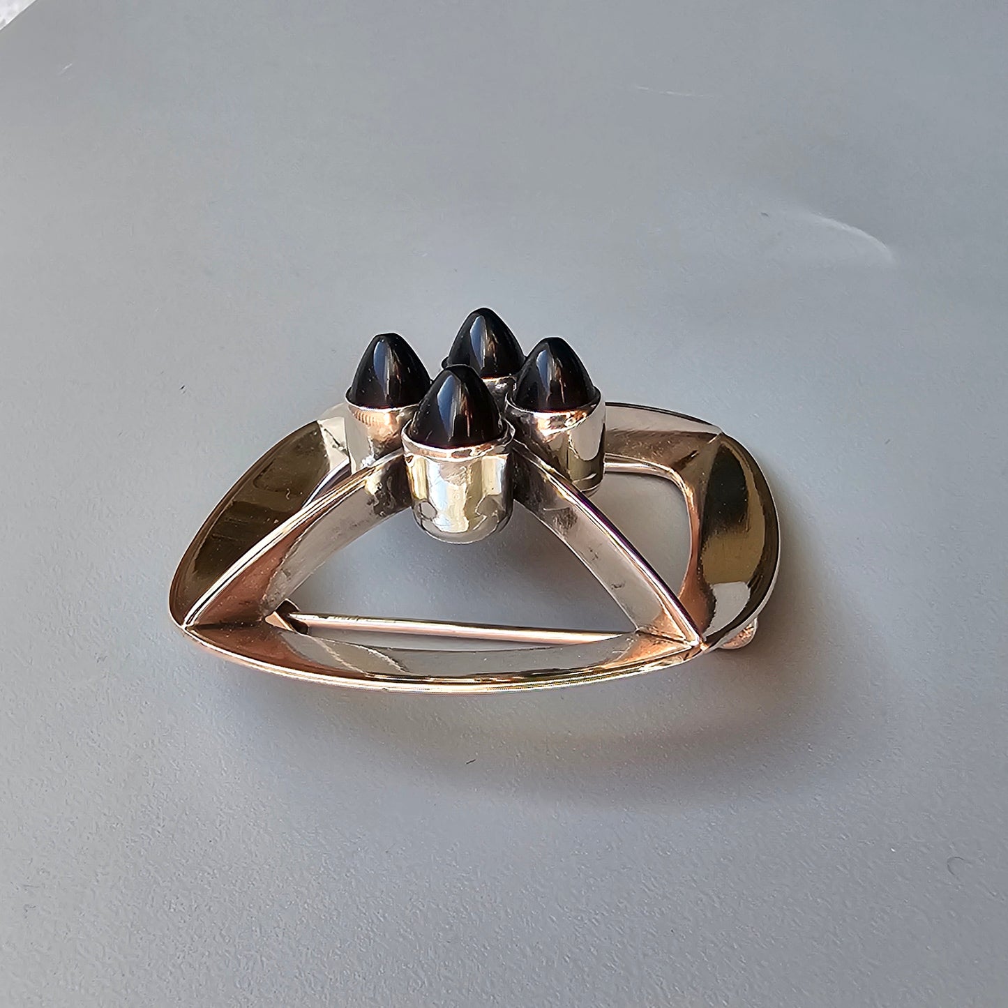 1960s Vintage Modernist Finnish Silver & Smoky Quartz Brooch by Kultaseppa Salovaara 1964