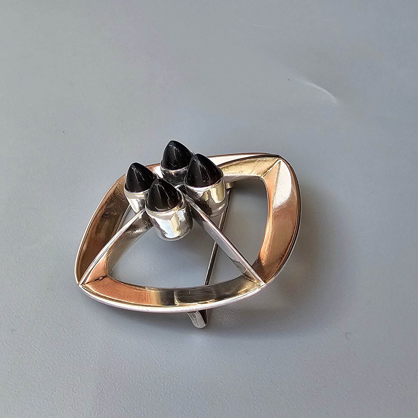 1960s Vintage Modernist Finnish Silver & Smoky Quartz Brooch by Kultaseppa Salovaara 1964