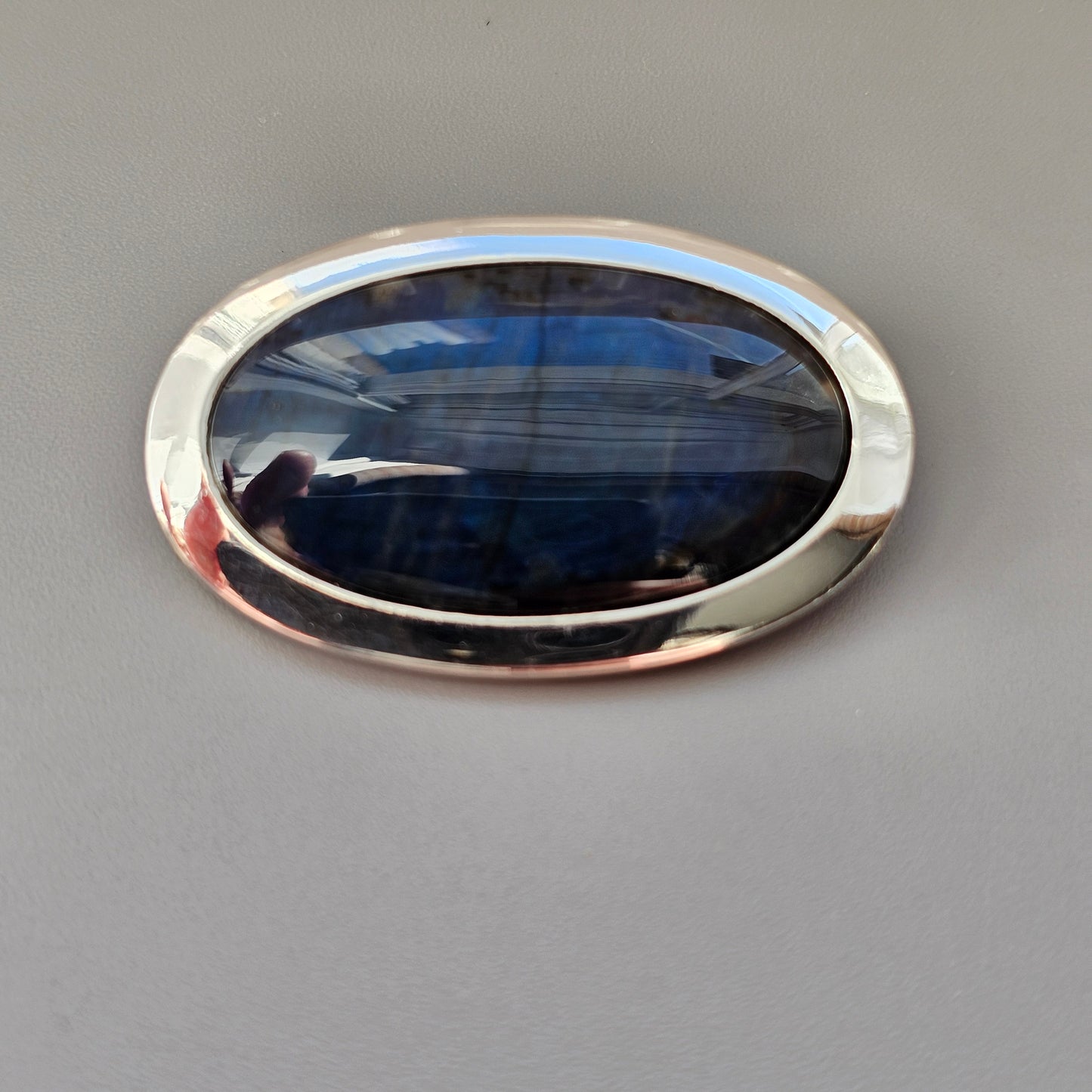 Vintage 1980s Kaunis Koru Finnish Sterling Silver & Spectrolite Brooch