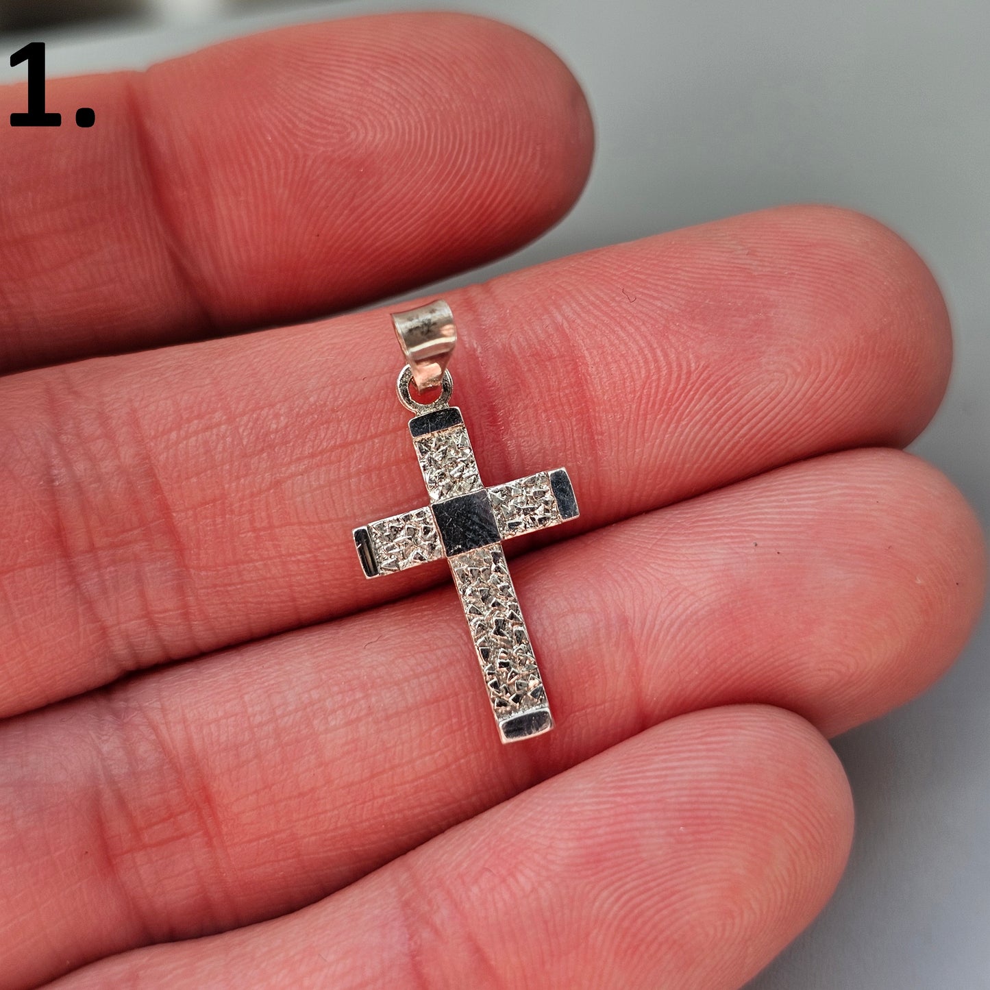 Vintage Finnish & Swedish Modernist Style Silver Cross Necklace Pendant