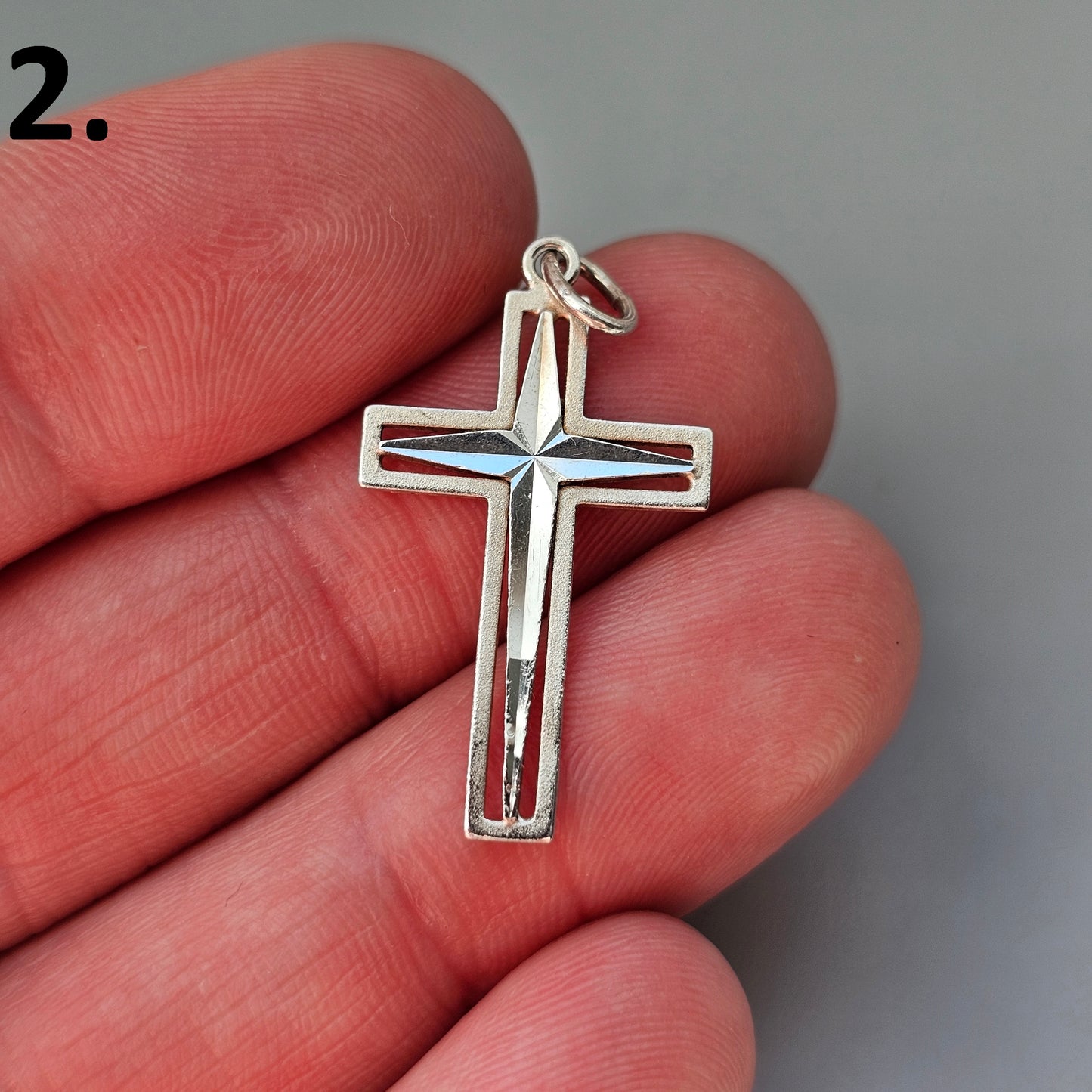 Vintage Finnish & Swedish Modernist Style Silver Cross Necklace Pendant
