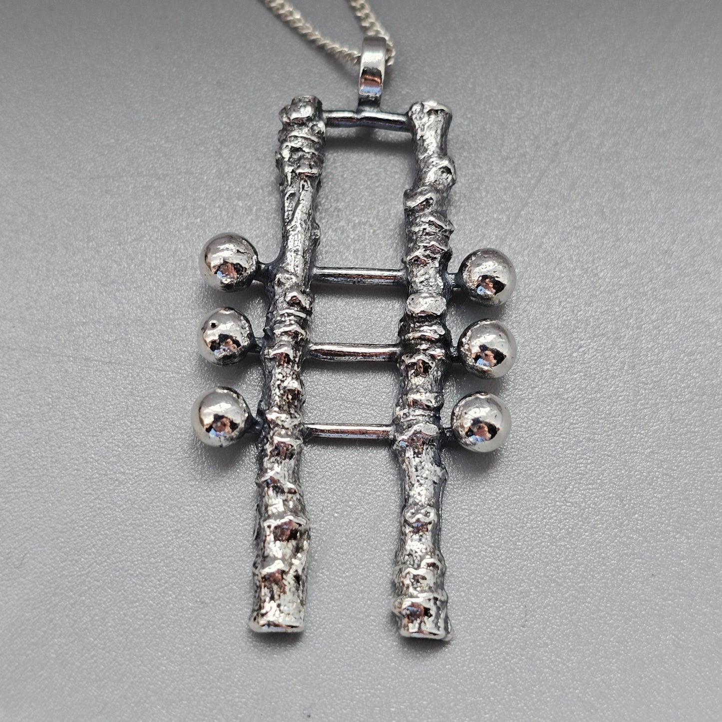 Vintage 1960s 1970s Finnish Silver Brutalist Necklace Pendant by Martti Viikinniemi