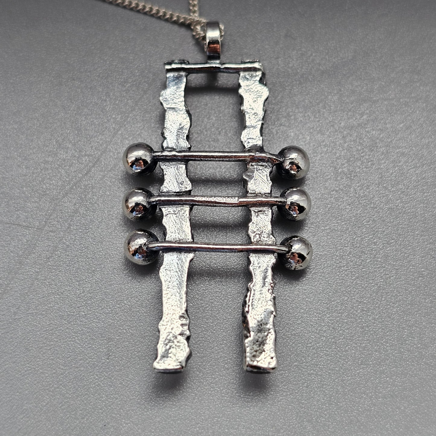 Vintage 1960s 1970s Finnish Silver Brutalist Necklace Pendant by Martti Viikinniemi