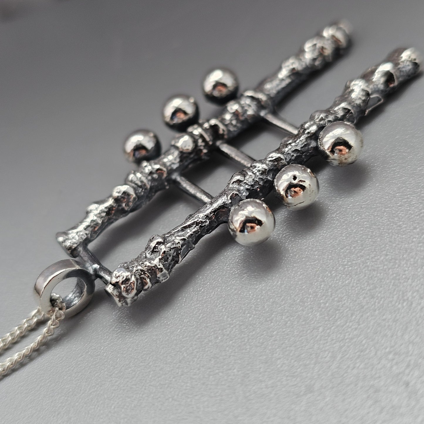 Vintage 1960s 1970s Finnish Silver Brutalist Necklace Pendant by Martti Viikinniemi
