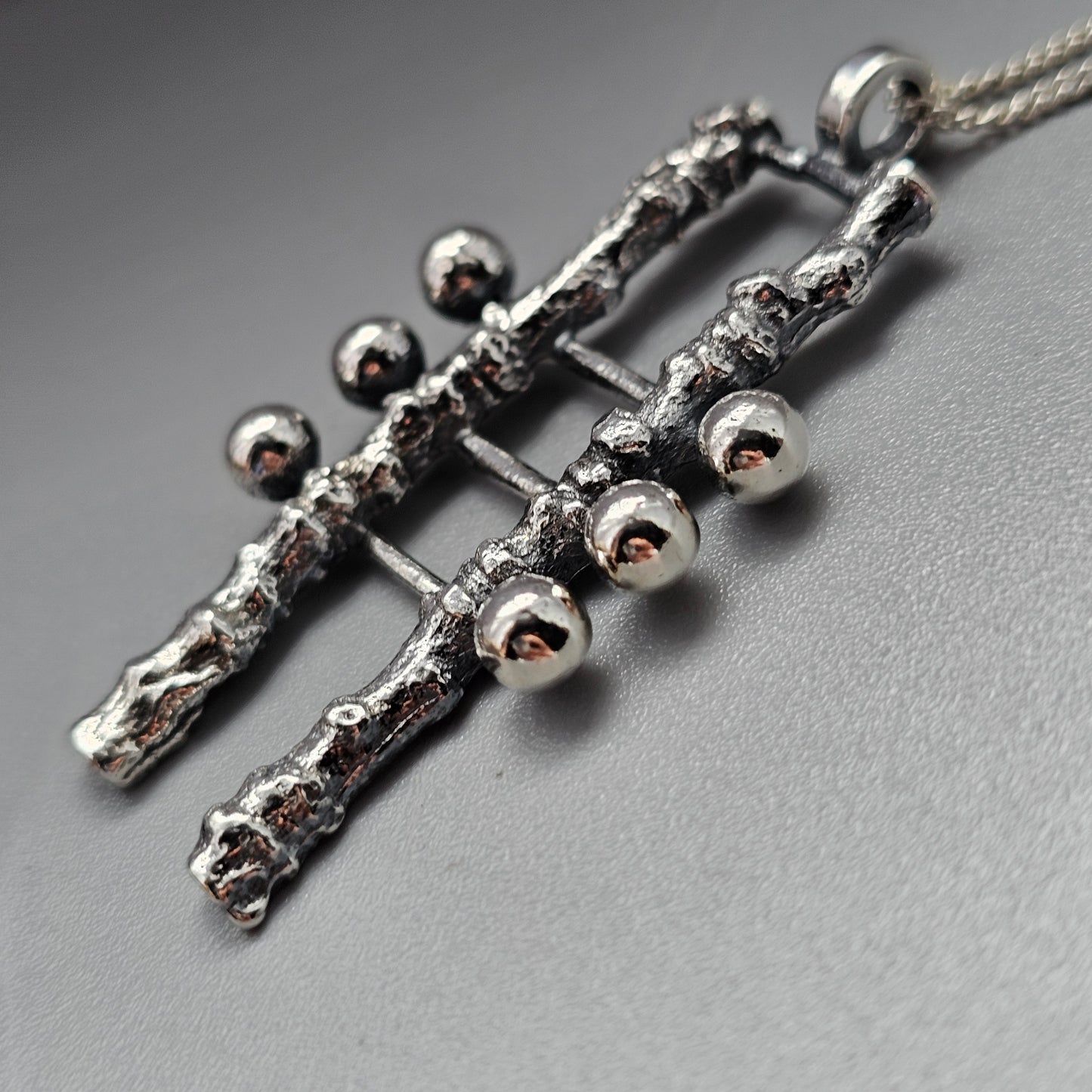 Vintage 1960s 1970s Finnish Silver Brutalist Necklace Pendant by Martti Viikinniemi