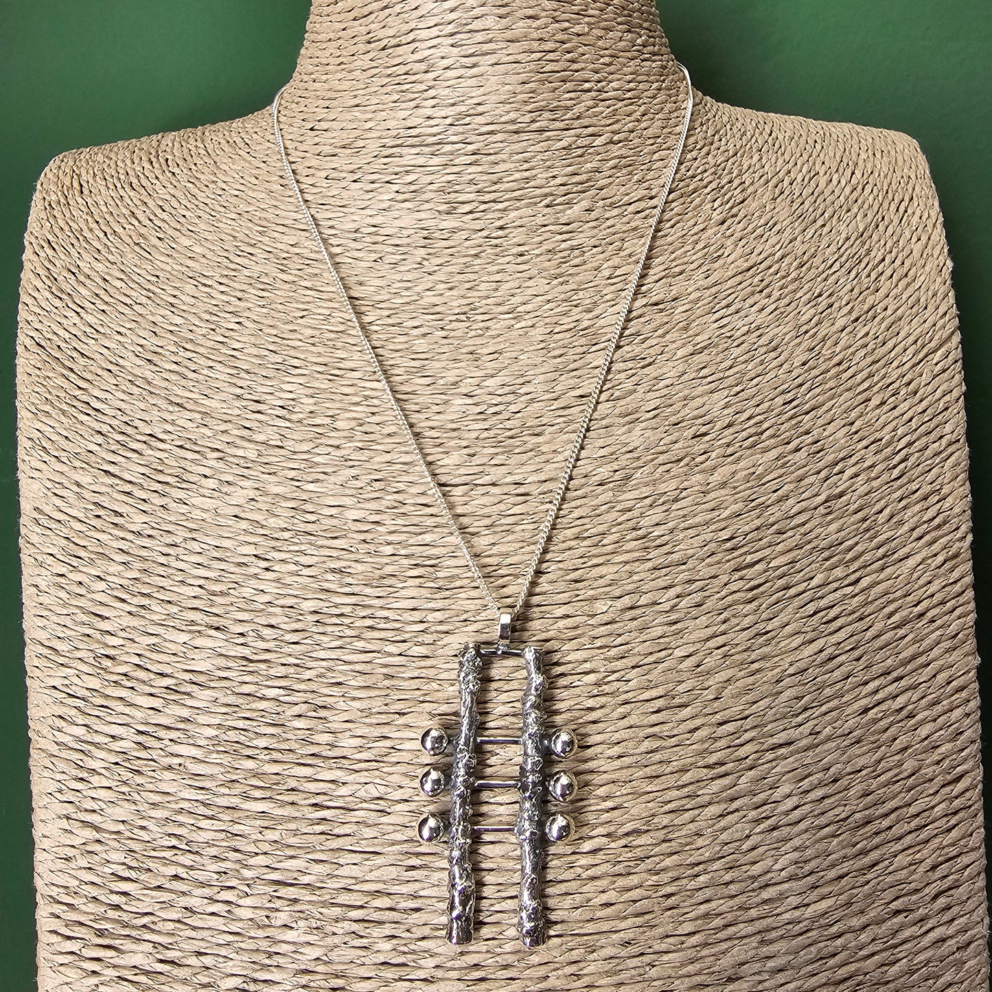 Vintage 1960s 1970s Finnish Silver Brutalist Necklace Pendant by Martti Viikinniemi