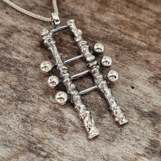 Vintage 1960s 1970s Finnish Silver Brutalist Necklace Pendant by Martti Viikinniemi