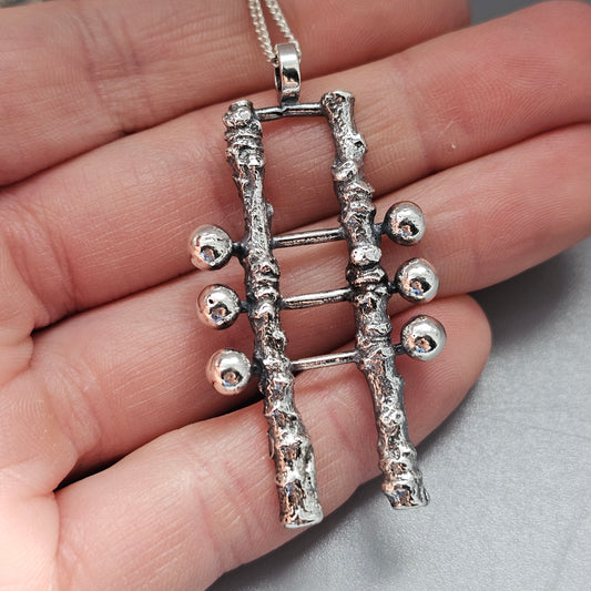 Vintage 1960s 1970s Finnish Silver Brutalist Necklace Pendant by Martti Viikinniemi
