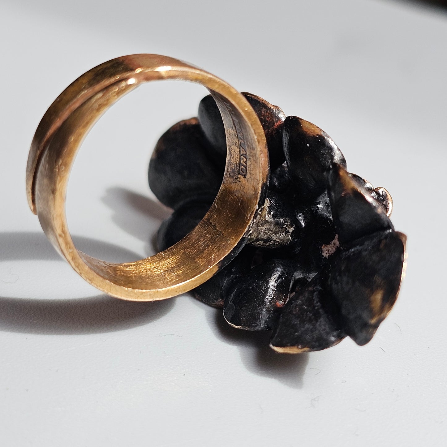 Vintage Hannu Ikonen Reindeer Moss Bronze Ring for Valo-Koru