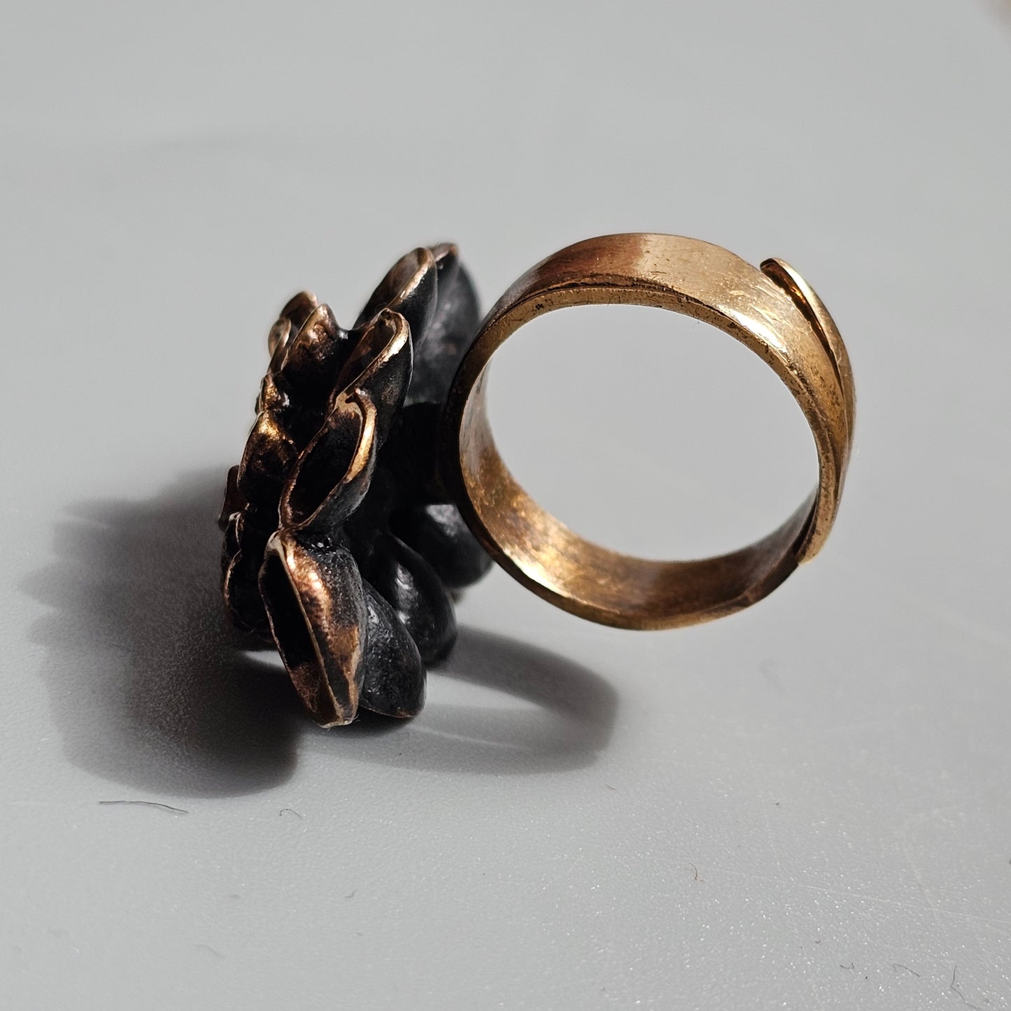 Vintage Hannu Ikonen Reindeer Moss Bronze Ring for Valo-Koru
