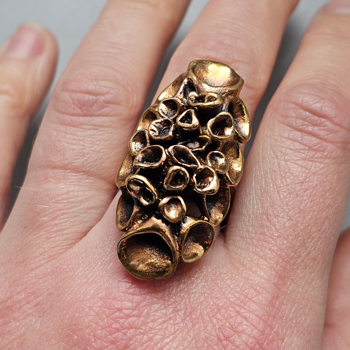 Vintage Hannu Ikonen Reindeer Moss Bronze Ring for Valo-Koru