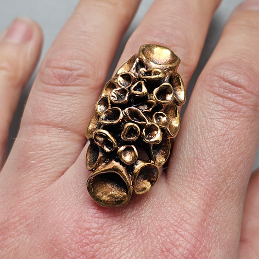 Vintage Hannu Ikonen Reindeer Moss Bronze Ring for Valo-Koru