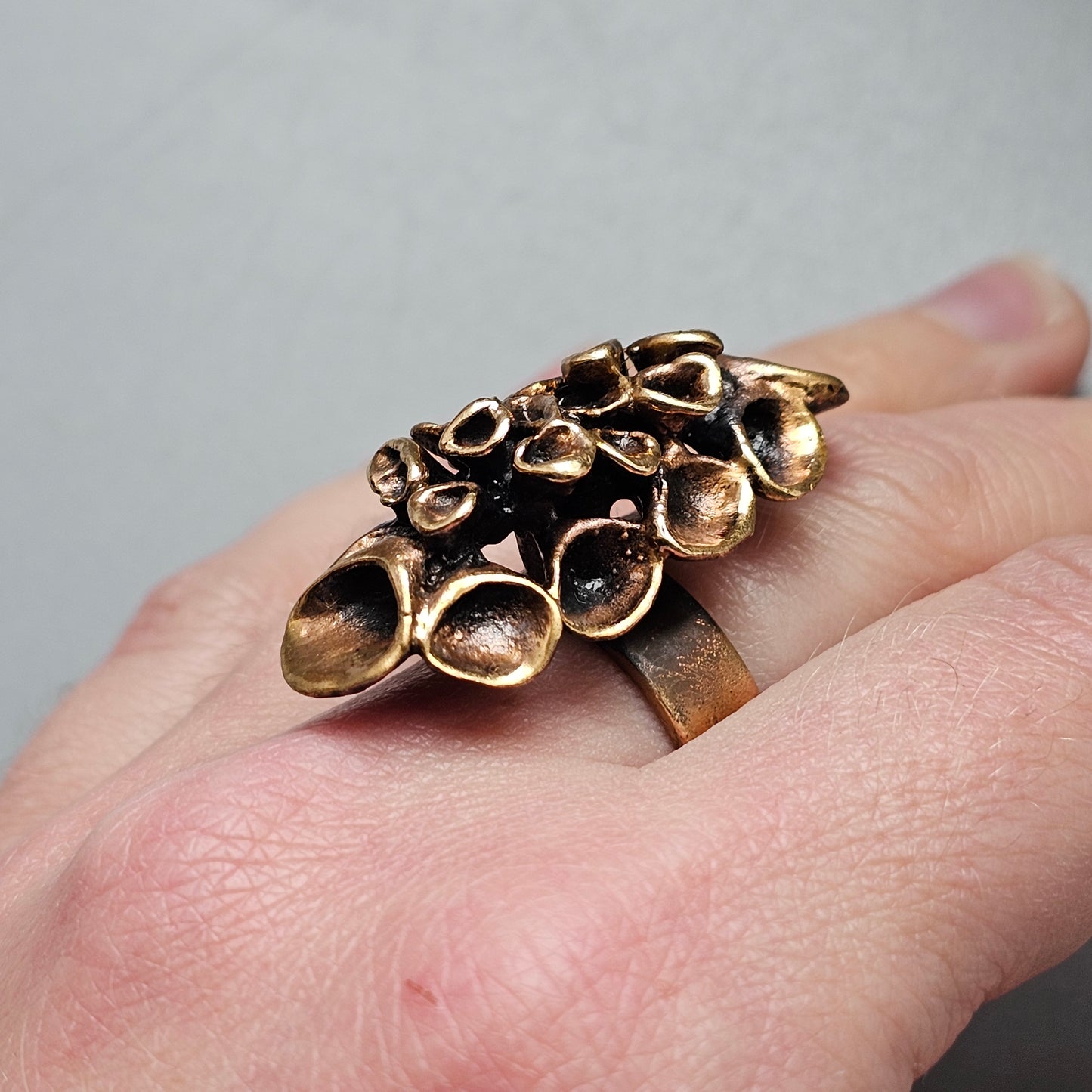 Vintage Hannu Ikonen Reindeer Moss Bronze Ring for Valo-Koru