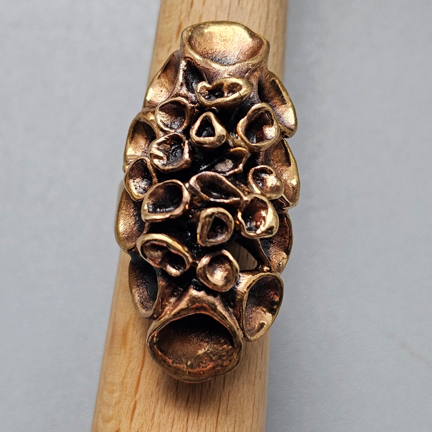 Vintage Hannu Ikonen Reindeer Moss Bronze Ring for Valo-Koru