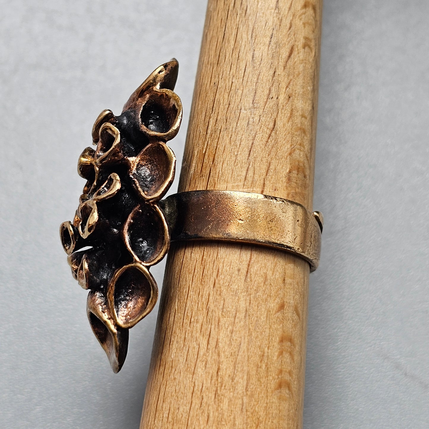 Vintage Hannu Ikonen Reindeer Moss Bronze Ring for Valo-Koru