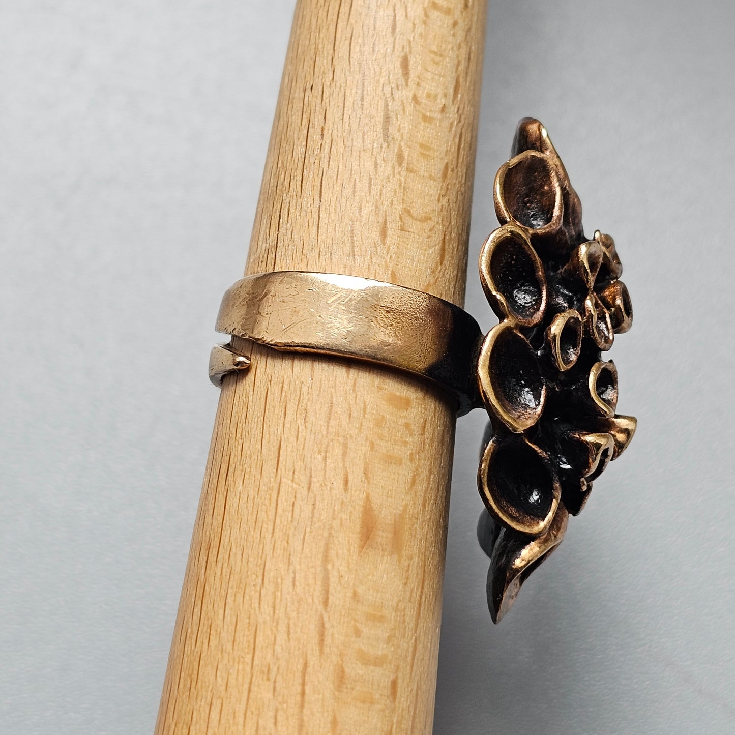 Vintage Hannu Ikonen Reindeer Moss Bronze Ring for Valo-Koru