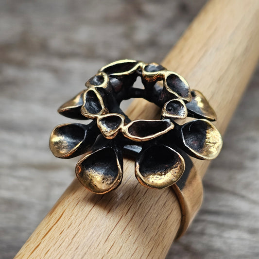 Vintage Hannu Ikonen Reindeer Moss Bronze Ring for Valo-Koru
