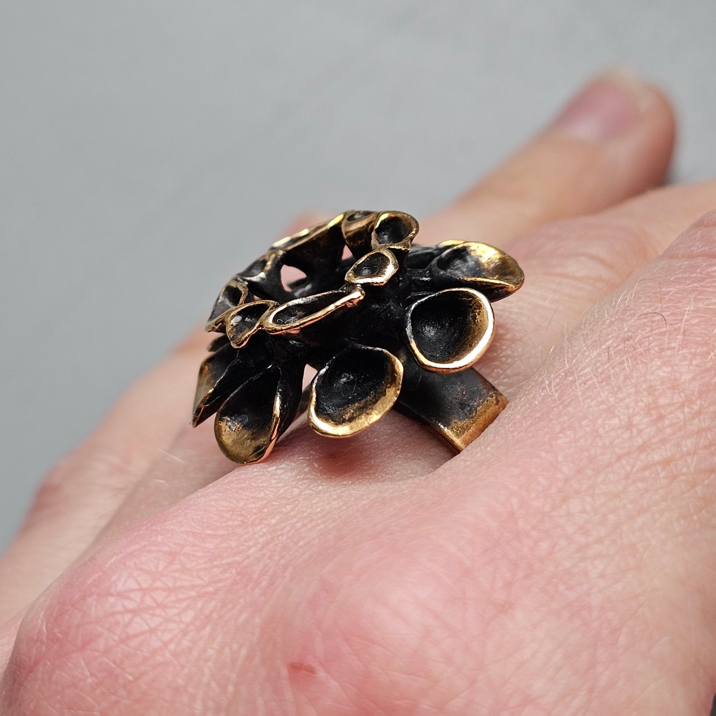 Vintage Hannu Ikonen Reindeer Moss Bronze Ring for Valo-Koru