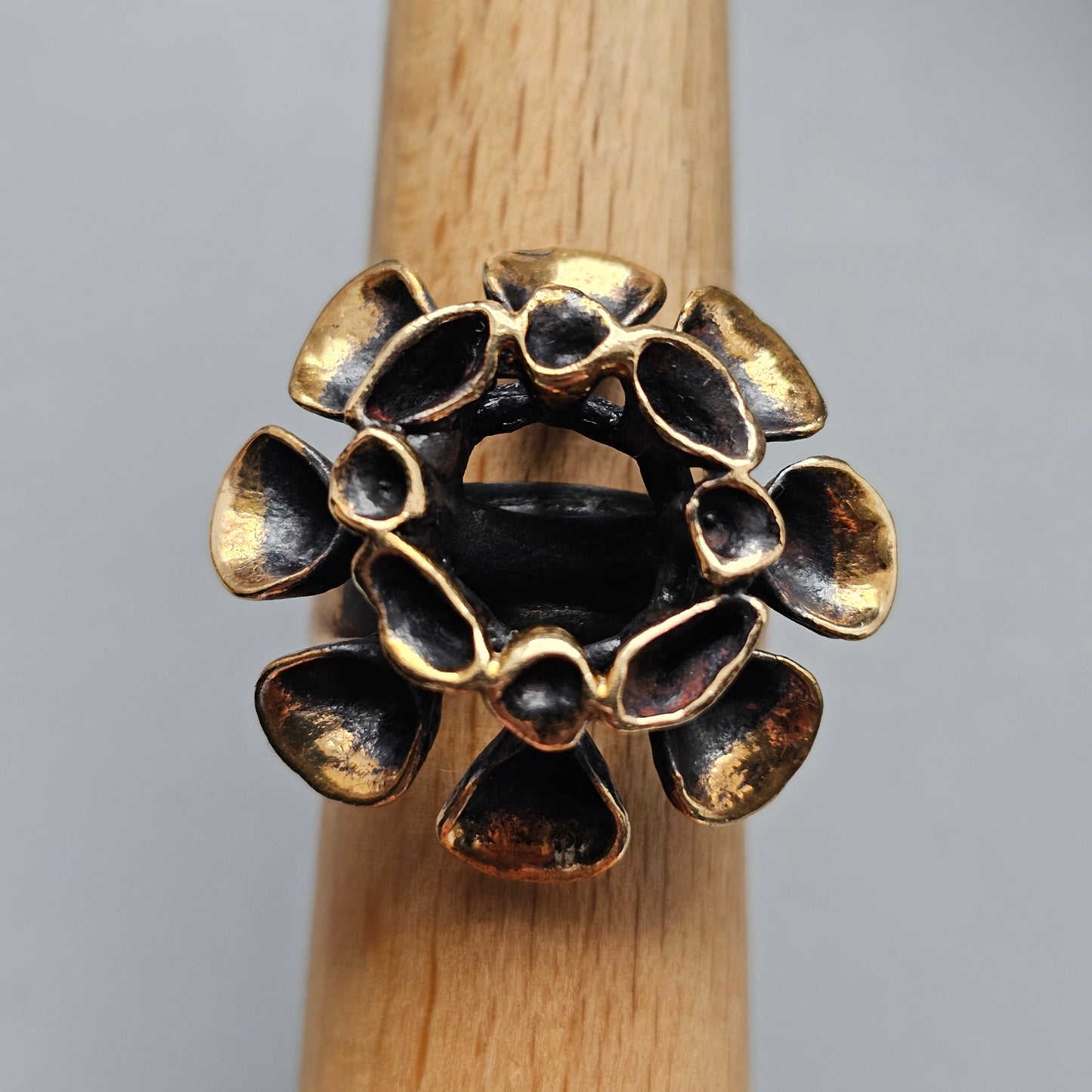 Vintage Hannu Ikonen Reindeer Moss Bronze Ring for Valo-Koru