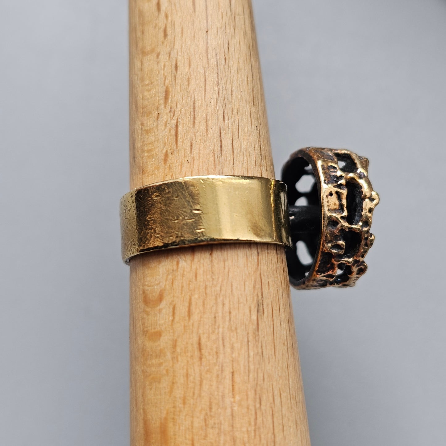 Vintage Pentti Sarpaneva Pitsi Bronze Ring Finnish Modernist Brutalist Lace Design