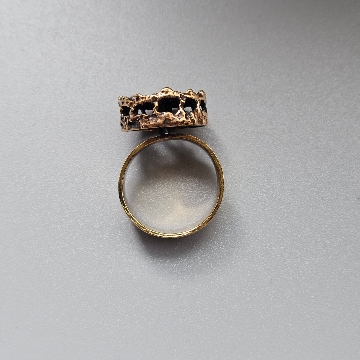 Vintage Pentti Sarpaneva Pitsi Bronze Ring Finnish Modernist Brutalist Lace Design