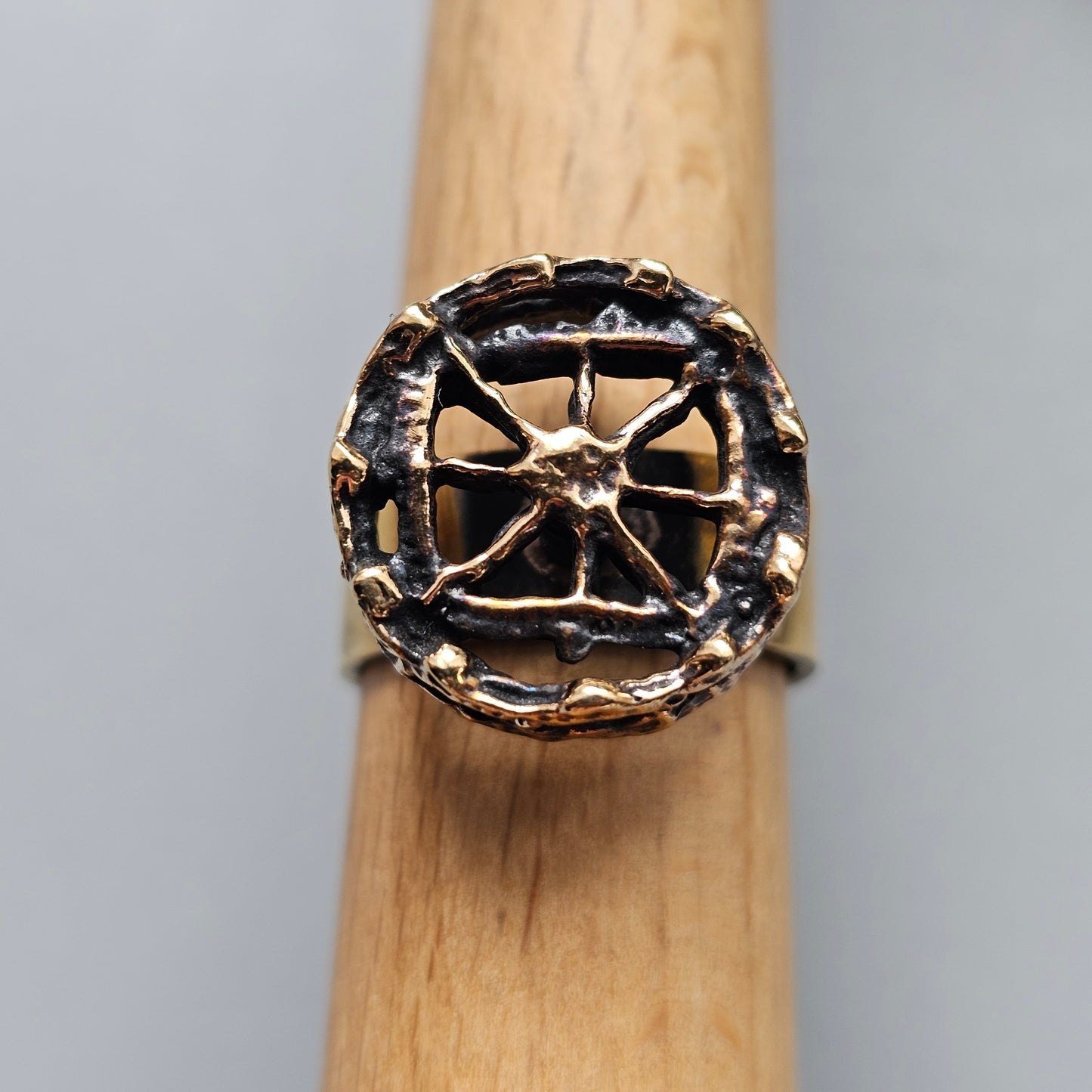Vintage Pentti Sarpaneva Pitsi Bronze Ring Finnish Modernist Brutalist Lace Design