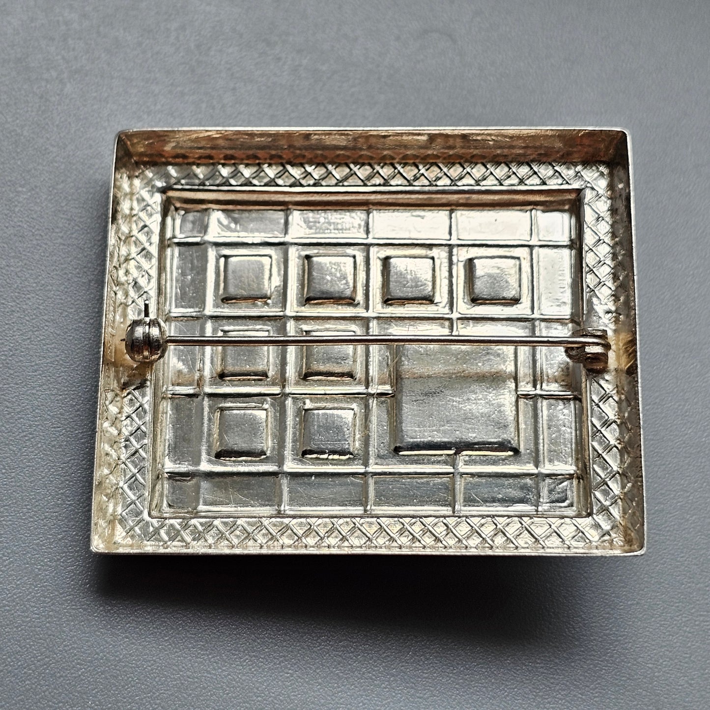 Vintage 1960s Finnish Silver & Tiger's Eye Modernist Style Brooch 1965