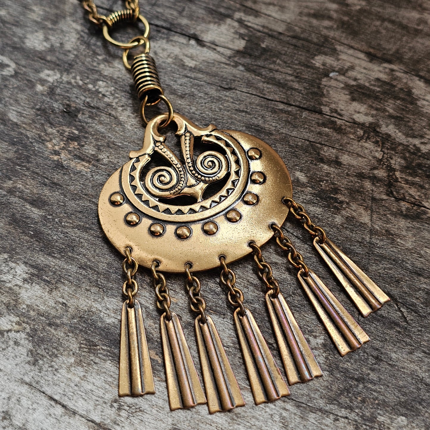 Large Kalevala Koru Moon Goddess Bronze Necklace Pendant