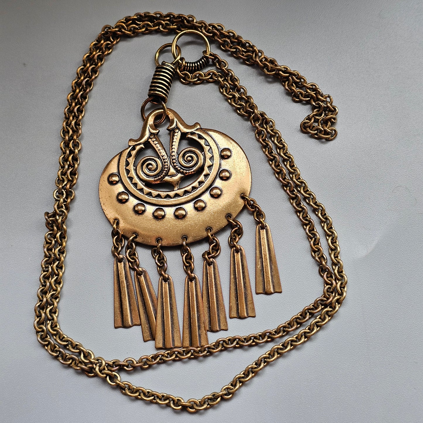 Large Kalevala Koru Moon Goddess Bronze Necklace Pendant