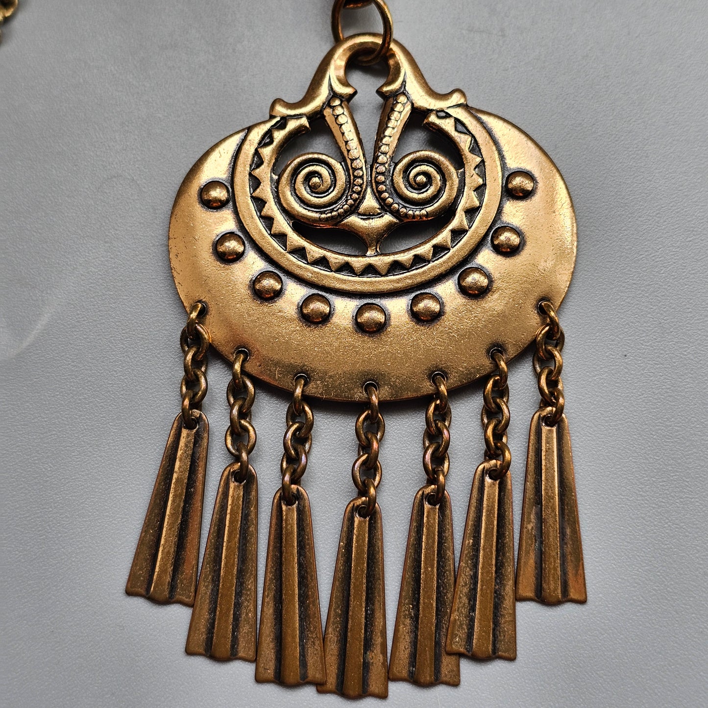 Large Kalevala Koru Moon Goddess Bronze Necklace Pendant