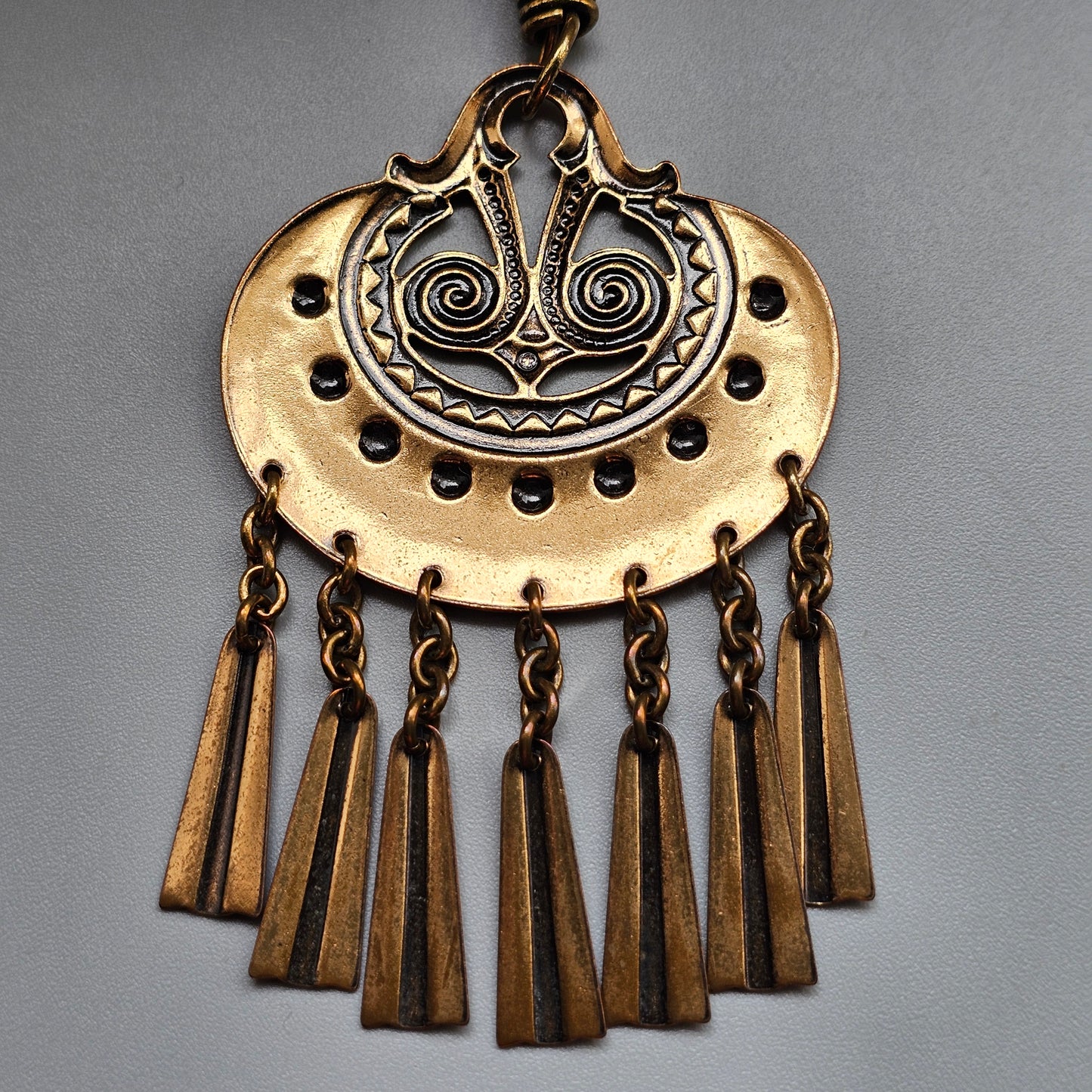 Large Kalevala Koru Moon Goddess Bronze Necklace Pendant