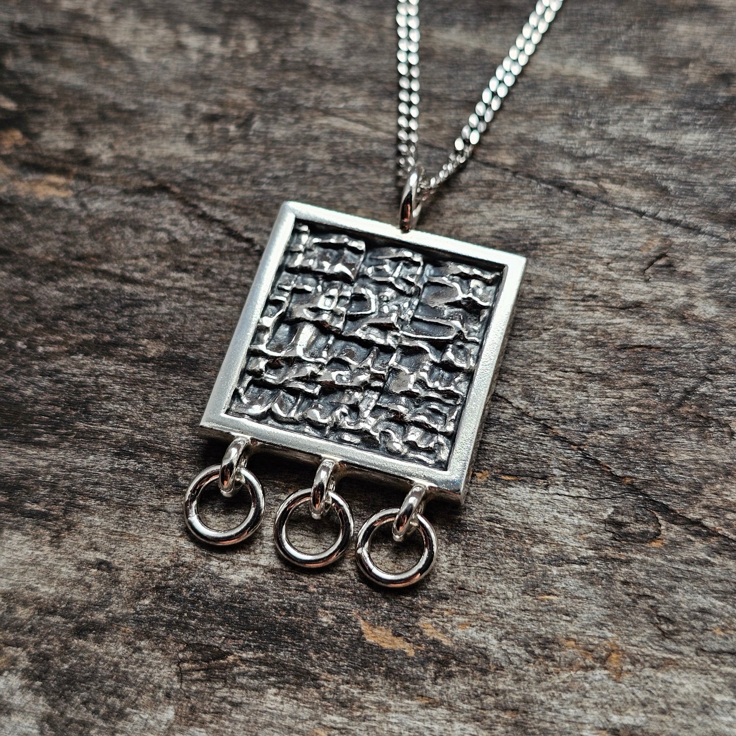 Finnish Modernist Brutalist Silver Necklace Pendant By Kultateollisuus - Jorma Laine Design - 1968