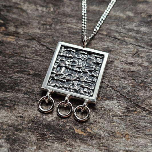 Finnish Modernist Brutalist Silver Necklace Pendant By Kultateollisuus - Jorma Laine Design - 1968