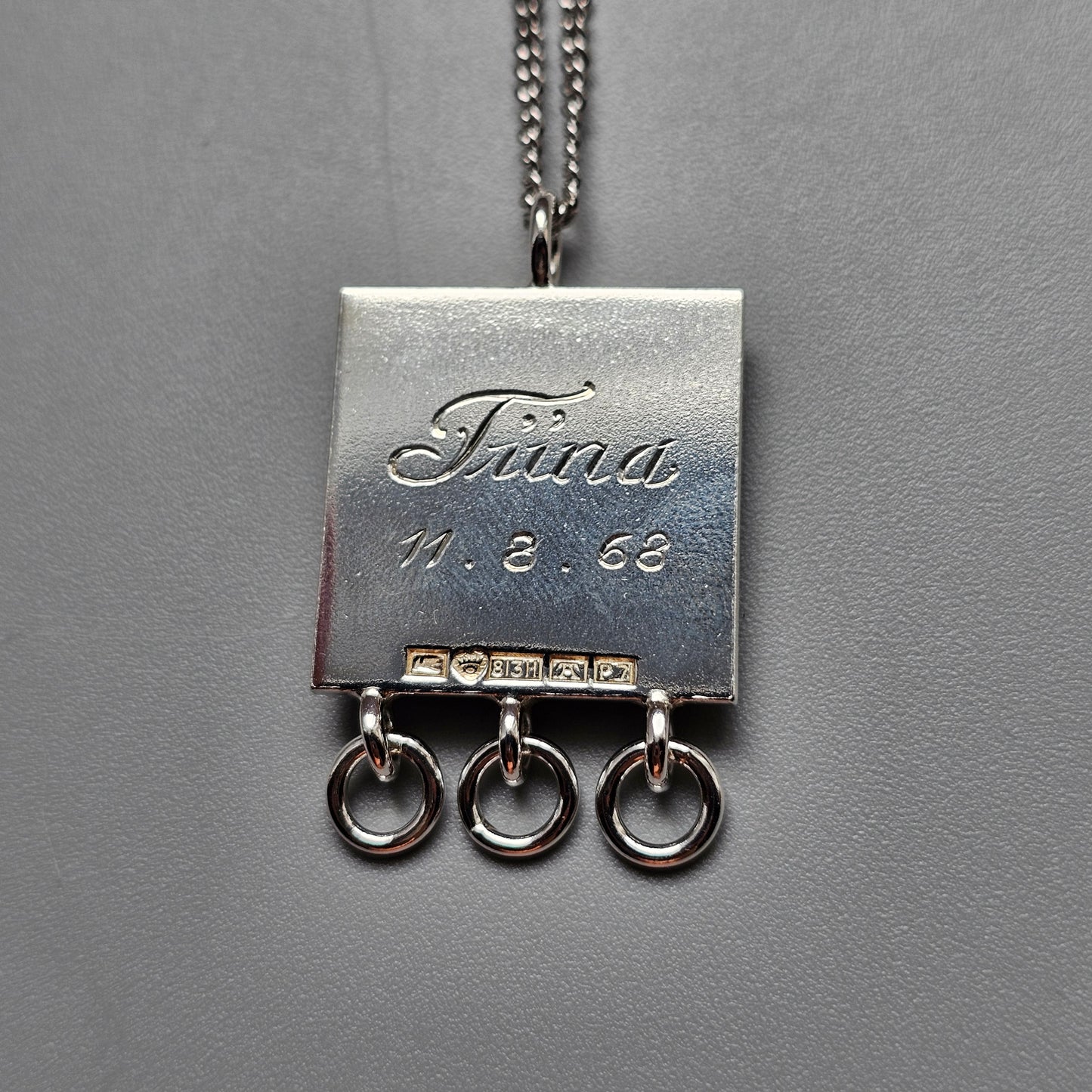 Finnish Modernist Brutalist Silver Necklace Pendant By Kultateollisuus - Jorma Laine Design - 1968