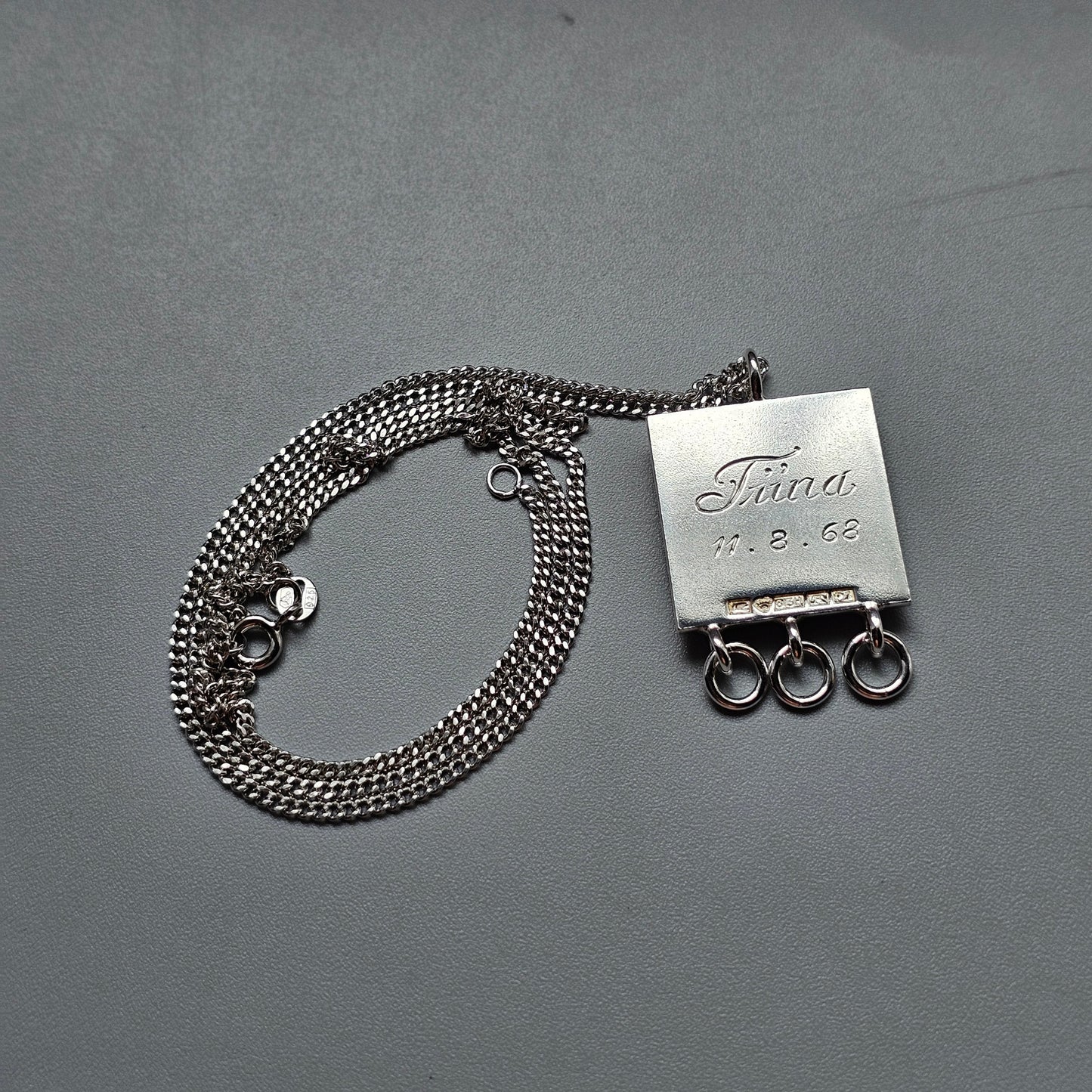 Finnish Modernist Brutalist Silver Necklace Pendant By Kultateollisuus - Jorma Laine Design - 1968