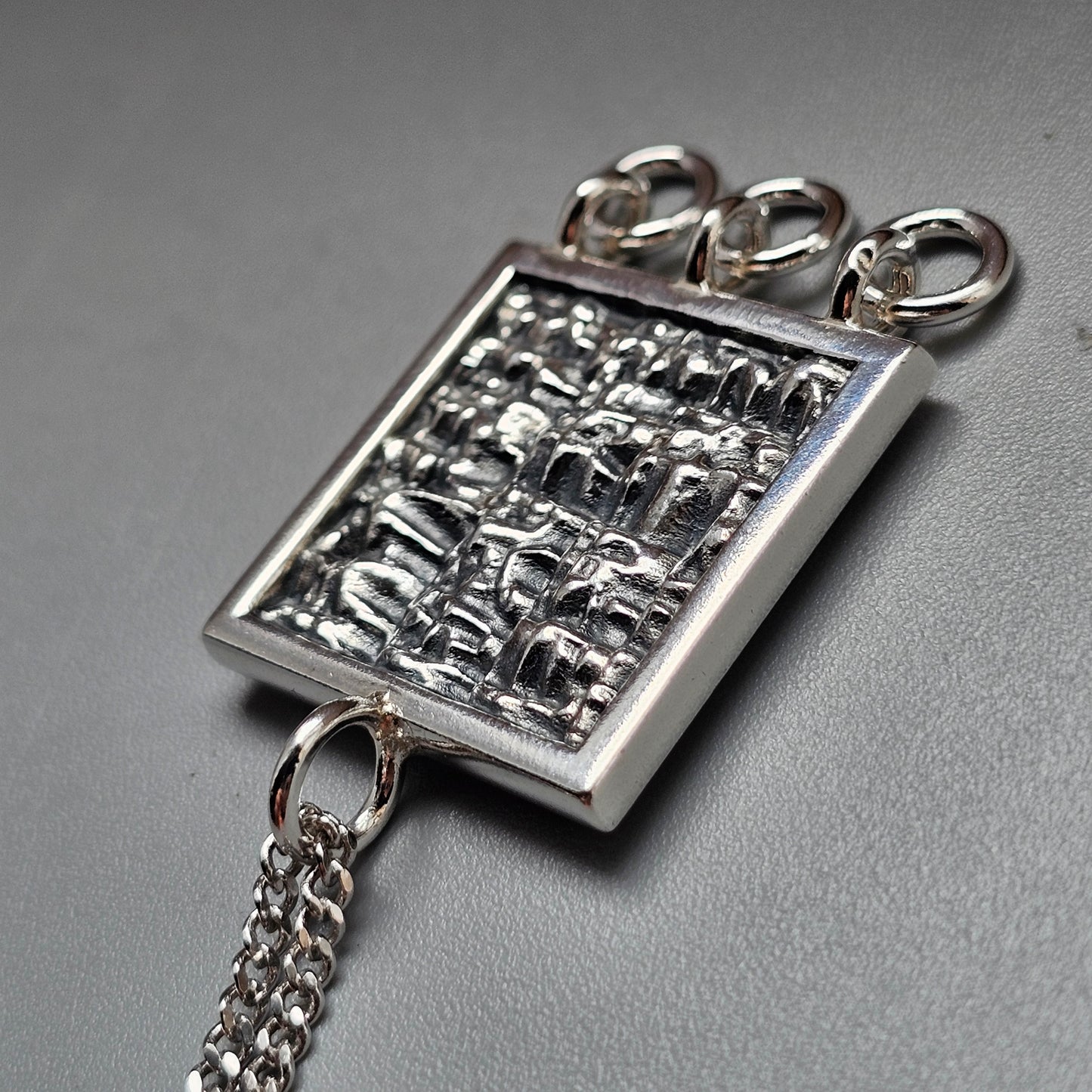 Finnish Modernist Brutalist Silver Necklace Pendant By Kultateollisuus - Jorma Laine Design - 1968