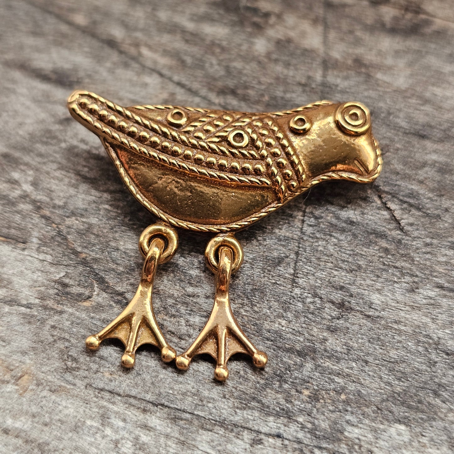 Small Kalevala Koru Bronze Brooch Bird of Hattula Finland Vintage 11th Century Middle Ages Style