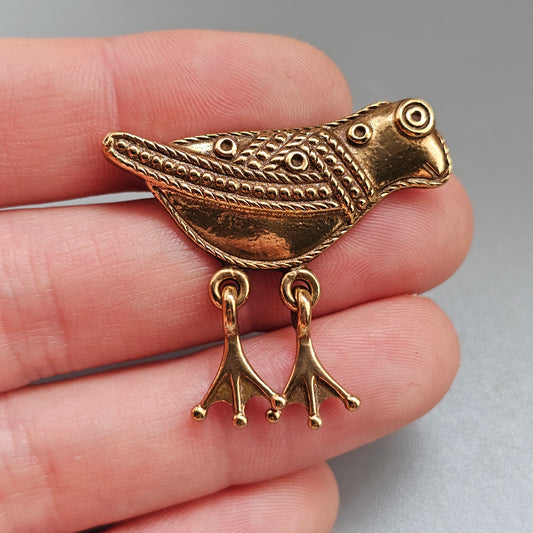 Small Kalevala Koru Bronze Brooch Bird of Hattula Finland Vintage 11th Century Middle Ages Style