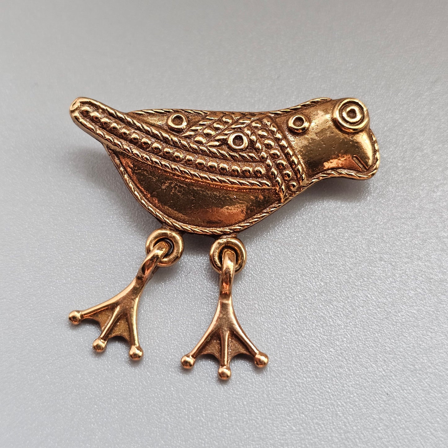 Small Kalevala Koru Bronze Brooch Bird of Hattula Finland Vintage 11th Century Middle Ages Style