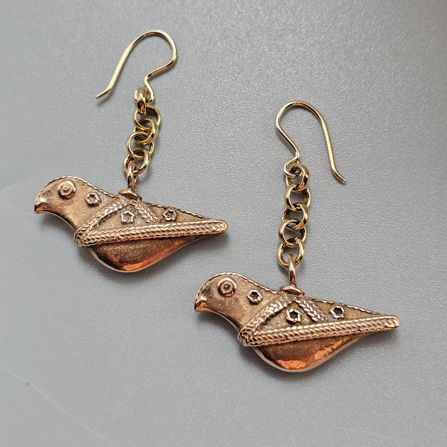 Vintage Kalevala Koru Bronze Earrings Bird of Hattula Viking-Era Inspired Design