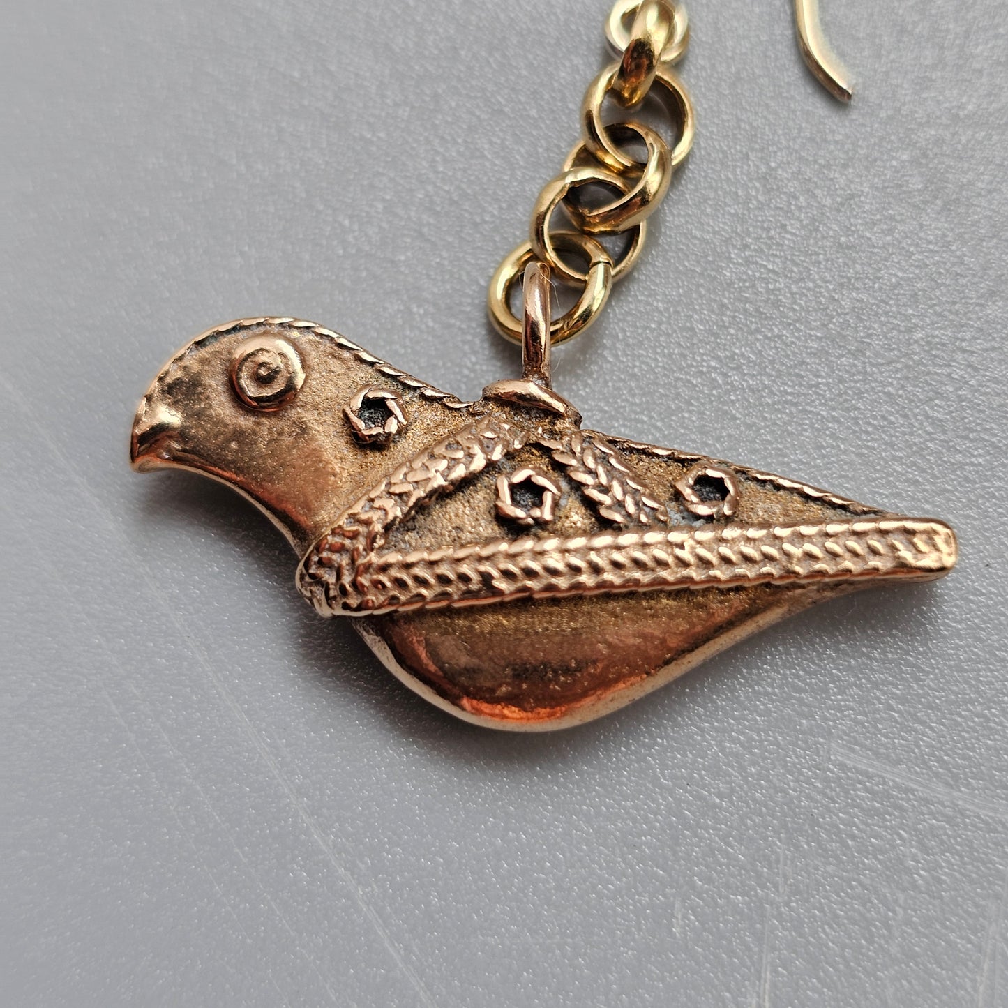 Vintage Kalevala Koru Bronze Earrings Bird of Hattula Viking-Era Inspired Design