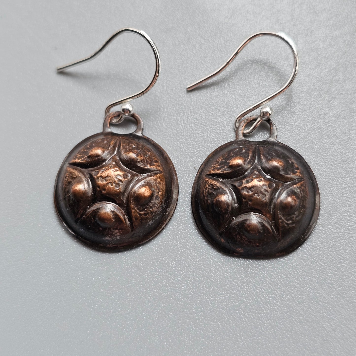 Upcycled Nordic Fairey Copper Star Earrings With Sterling Silver Hooks