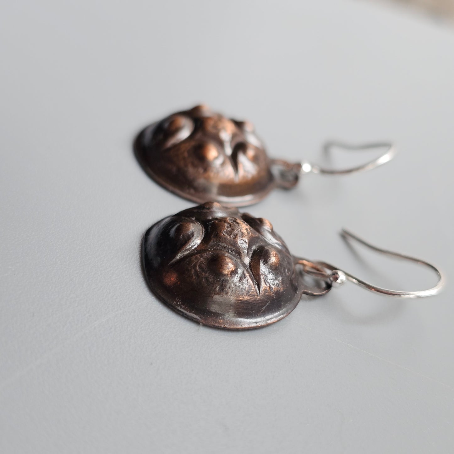Upcycled Nordic Fairey Copper Star Earrings With Sterling Silver Hooks