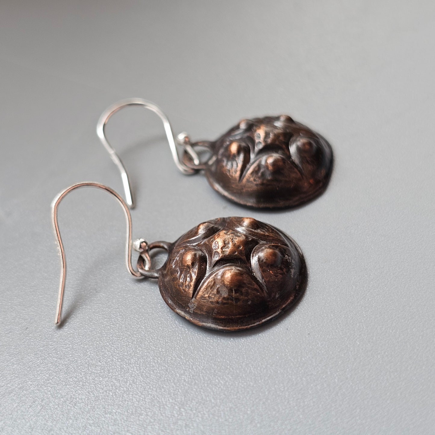 Upcycled Nordic Fairey Copper Star Earrings With Sterling Silver Hooks